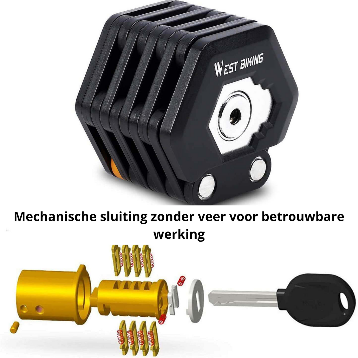 Vouwslot Fiets – Stevig Metalen Fietsslot 78 cm met Houder, voor Fiets, E-bike, Scooter & Motor, 1 of 2 Stuks