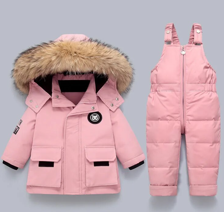 Skipak Kinderen 2-delig – Gewatteerde Winterset met Capuchonjas & Broek, 6 Kleuren, 2-6 Jaar – Hermosa Roze