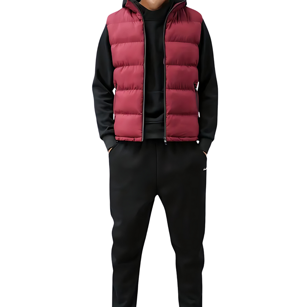 Figueral | Gevoerde Heren Bodywarmer Puffer Vest met Gestikte Look - Mouwloos Gewatteerd Wintervest met Ritssluiting & Opstaande Kraag voor Laagjes