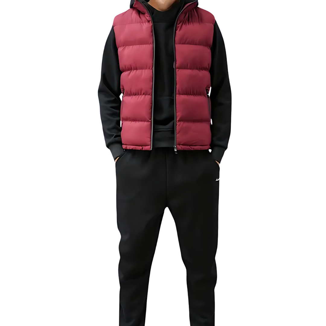 Figueral | Gevoerde Heren Bodywarmer Puffer Vest met Gestikte Look - Mouwloos Gewatteerd Wintervest met Ritssluiting & Opstaande Kraag voor Laagjes