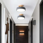 Moderne LED Plafondlamp – Plafonnière van Hout & Acryl voor Slaapkamer, Eetkamer & Woonkamer, 5 Kleuren – LunaLux Grijs