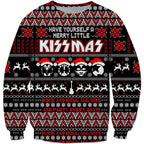 KissMas Trui – Foute Kersttrui Heren in Rock-look, De Ultieme Kersttrui voor Rockers, S–5XL – Calico Kissmas