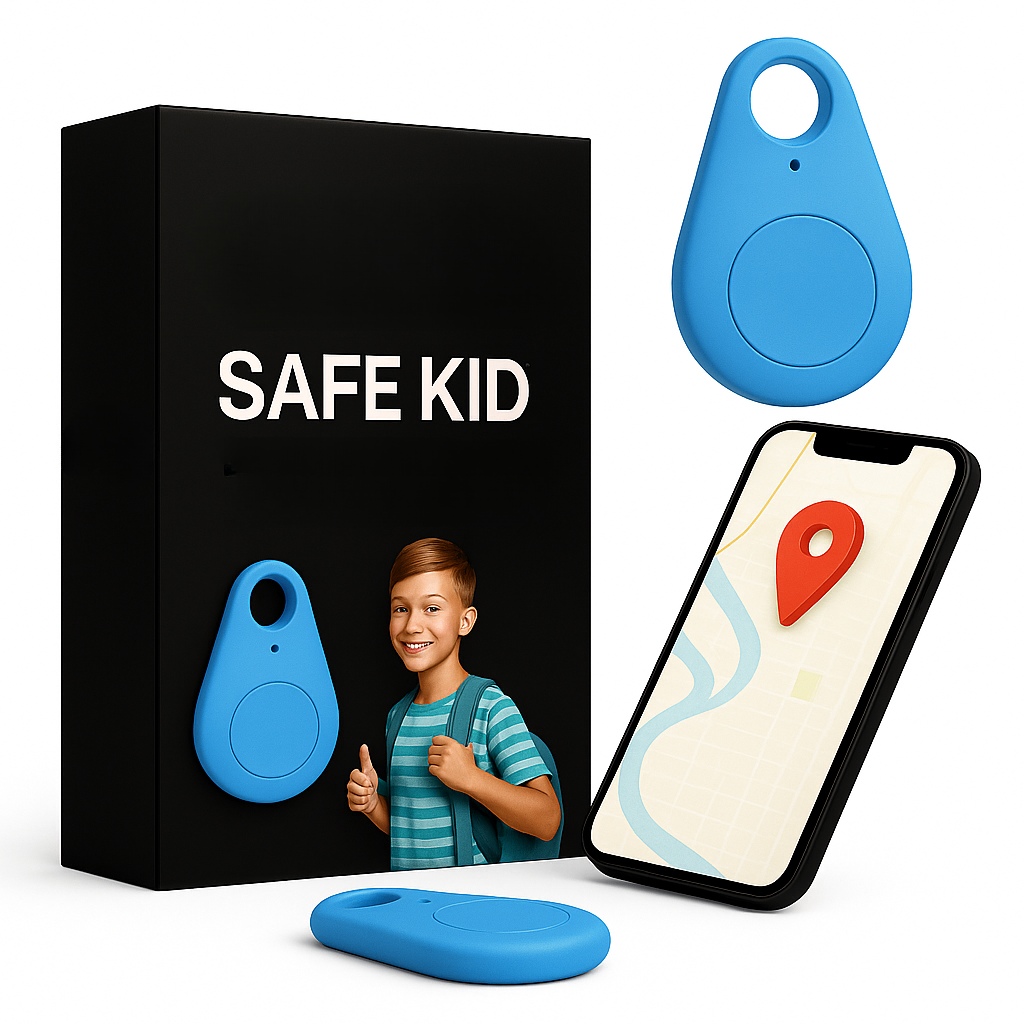 Kinder GPS-Tracker Waterdicht met Real-Time Locatie & SOS-Alarm | Klein, Licht, Draagtasje en Beveiligingsfuncties Blauw