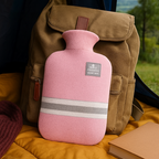 Warmwaterkruik met Gebreide Hoes 1 Liter – Zachte Warmte voor Koude Winteravonden, 5 Kleuren Roze