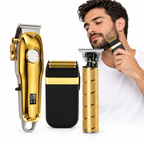 3-in-1 Professionele Haartrimmer Set - Draadloze Trimmer, T-Blade Outliner en Foil Scheerapparaat voor Mannen