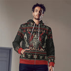 Viking Kersttrui Heren – Foute Kersttrui met YuleTattoo Odin-print, als Trui, Hoodie of Vest, XS–6XL – Hommes Cardigan
