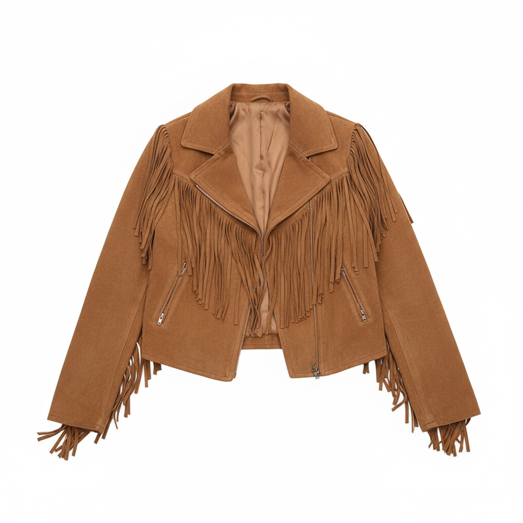 Bersh | Dames Suède Look Jas met Franjes - Boho Chic Franjejack