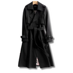 Luna | Klassieke Dames Winter Trenchcoat met Ceintuur - Gevoerde Lange Double-Breasted Mantel met Reverskraag