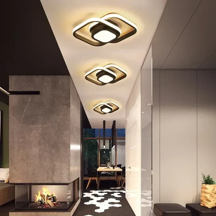Moderne LED Plafondlamp met Dubbel Ringdesign – Plafonnière voor Hal, Gang & Kantoor, Rond, Vierkant of Golf, Zwart of Wit – Twilight Rings
