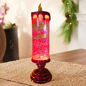 Magische Kerstverlichting – LED Glitterlamp met Water & Dwarrelende Glitter, Kerstdecoratie in Blauw, Goud, Rood of Zilver – TwinkleFlame Rood