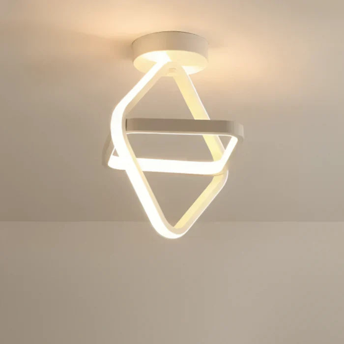 Moderne LED Plafondlamp met Dubbel Ringdesign – Plafonnière voor Hal, Gang & Kantoor, Rond, Vierkant of Golf, Zwart of Wit – Twilight Rings Rechthoek Wit