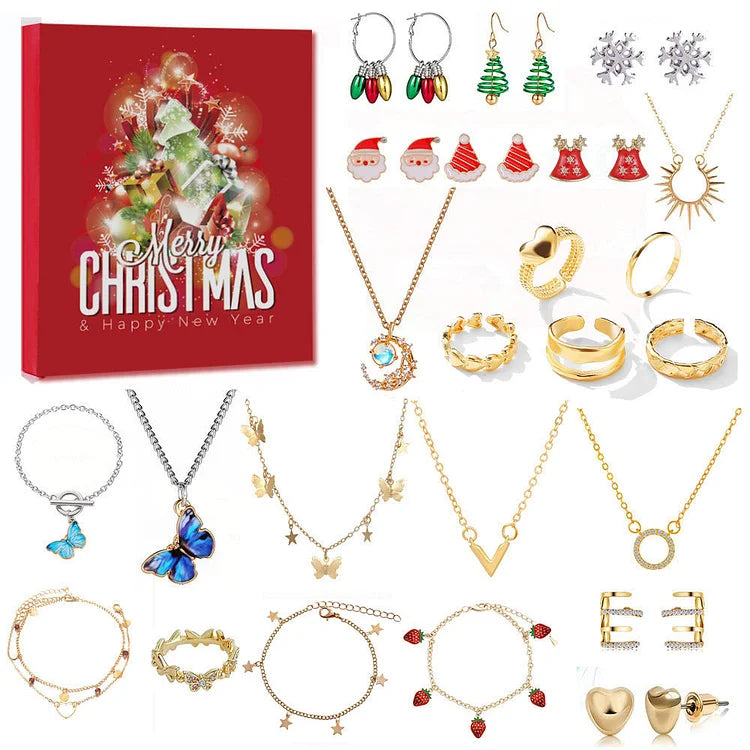 Sieraden Adventskalender – Adventskalender met 24 Sieraden in Goud & Zilver, Kettingen, Armbanden & Oorbellen voor Dames – Livia Doos B