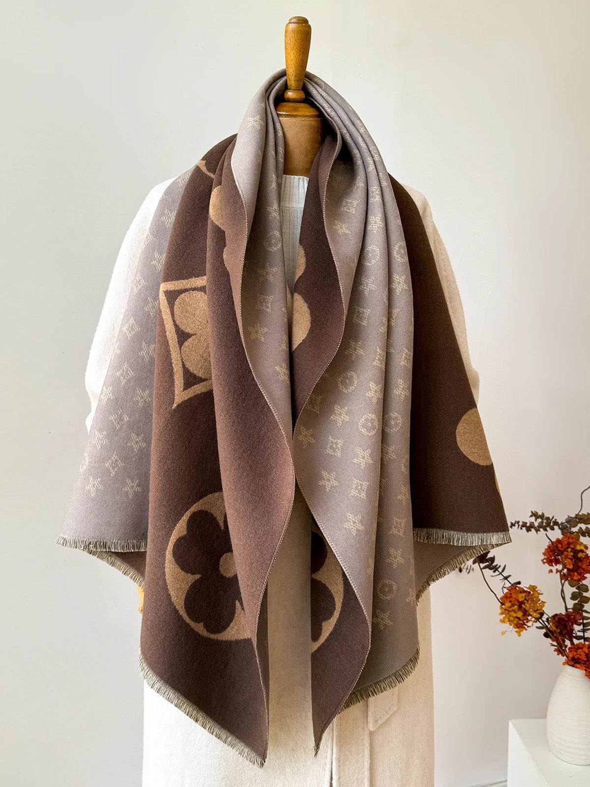 Wintersjaal met Jacquardpatroon – Zachte Grote Omslagsjaal & Omslagdoek, 175 cm, Unisex, 3 Kleuren | Hommes