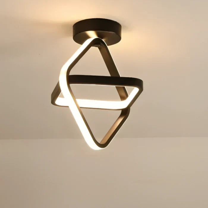 Moderne LED Plafondlamp met Dubbel Ringdesign – Plafonnière voor Hal, Gang & Kantoor, Rond, Vierkant of Golf, Zwart of Wit – Twilight Rings Rechthoek Zwart