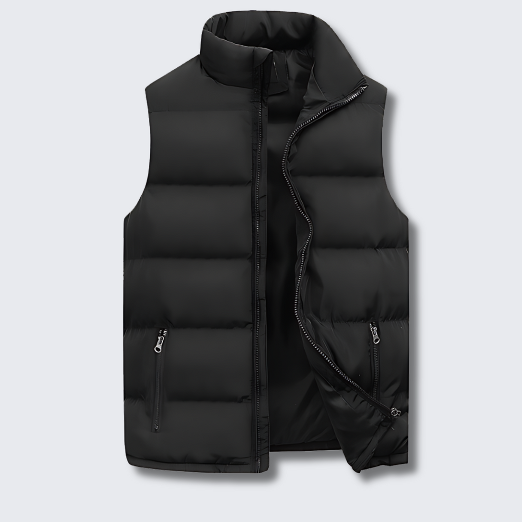 Figueral | Gevoerde Heren Bodywarmer Puffer Vest met Gestikte Look - Mouwloos Gewatteerd Wintervest met Ritssluiting & Opstaande Kraag voor Laagjes