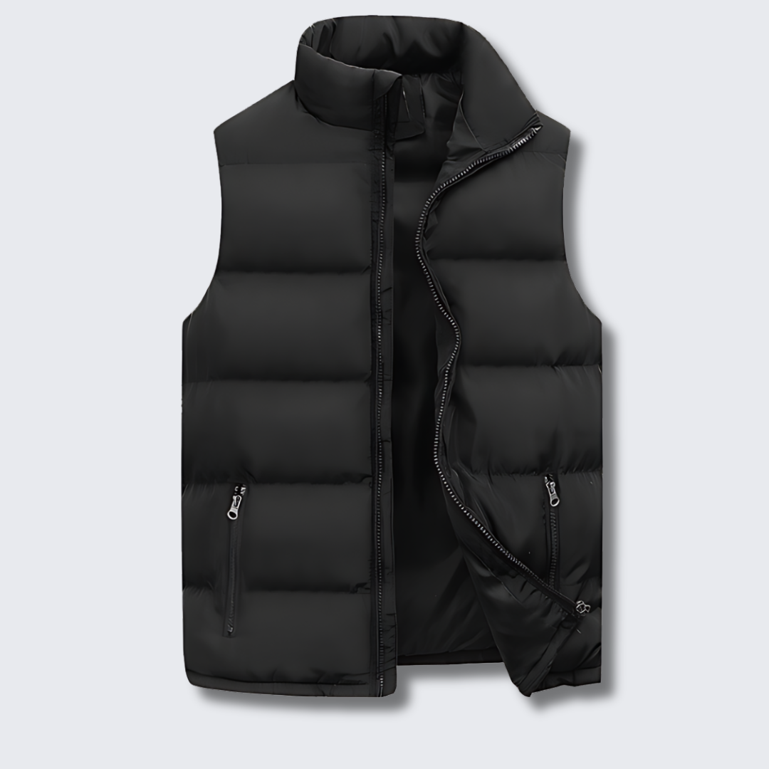 Figueral | Gevoerde Heren Bodywarmer Puffer Vest met Gestikte Look - Mouwloos Gewatteerd Wintervest met Ritssluiting & Opstaande Kraag voor Laagjes