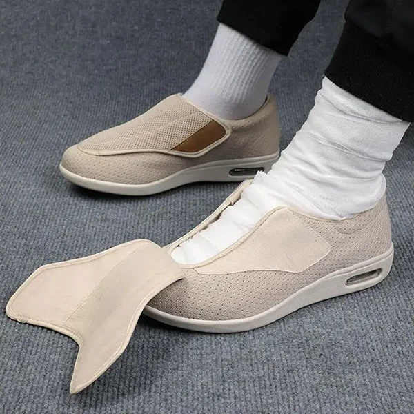 Brede Diabetische Schoenen voor Gezwollen Voeten – Comfortabel & Ademend Beige