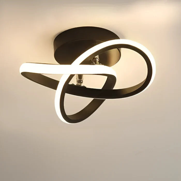Moderne LED Plafondlamp met Dubbel Ringdesign – Plafonnière voor Hal, Gang & Kantoor, Rond, Vierkant of Golf, Zwart of Wit – Twilight Rings Golf Zwart
