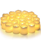 Set van 24 LED Vlamloze Kaarsen – LED Waxinelichtjes op Batterij, Warmwit, Decoratie voor Bruiloft, Kerst & Halloween – GlowFlicker