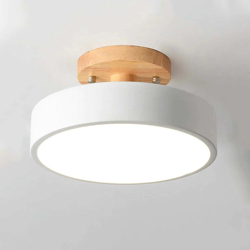 Moderne LED Plafondlamp – Plafonnière van Hout & Acryl voor Slaapkamer, Eetkamer & Woonkamer, 5 Kleuren – LunaLux Wit