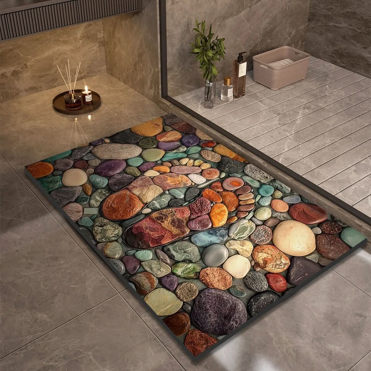 Diatomiet Badmat met Antislip Rubber Onderkant – Sneldrogende Badmat, 17 Designs, 40x60 tot 60x90 cm Design 13