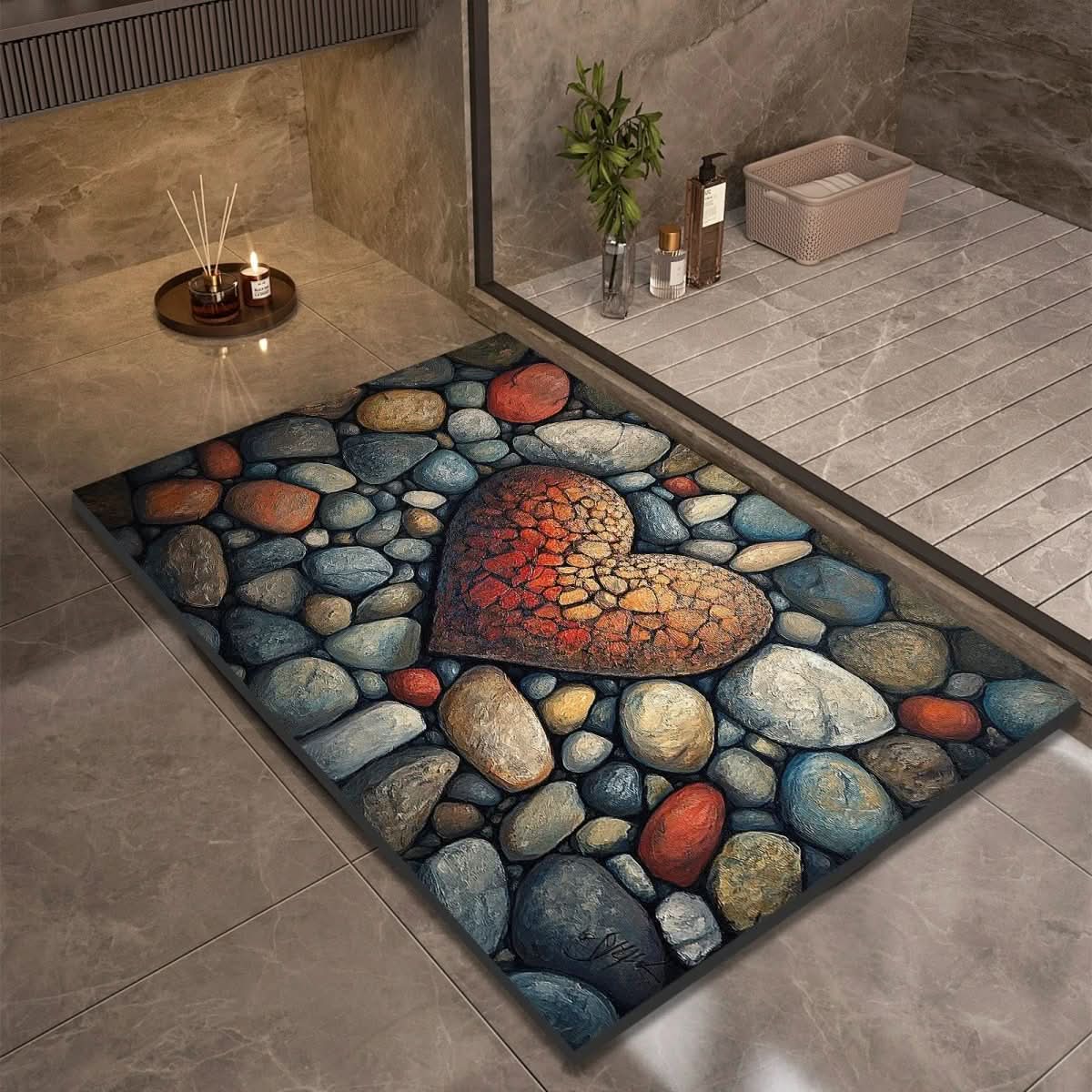 Diatomiet Badmat met Antislip Rubber Onderkant – Sneldrogende Badmat, 17 Designs, 40x60 tot 60x90 cm Design 10