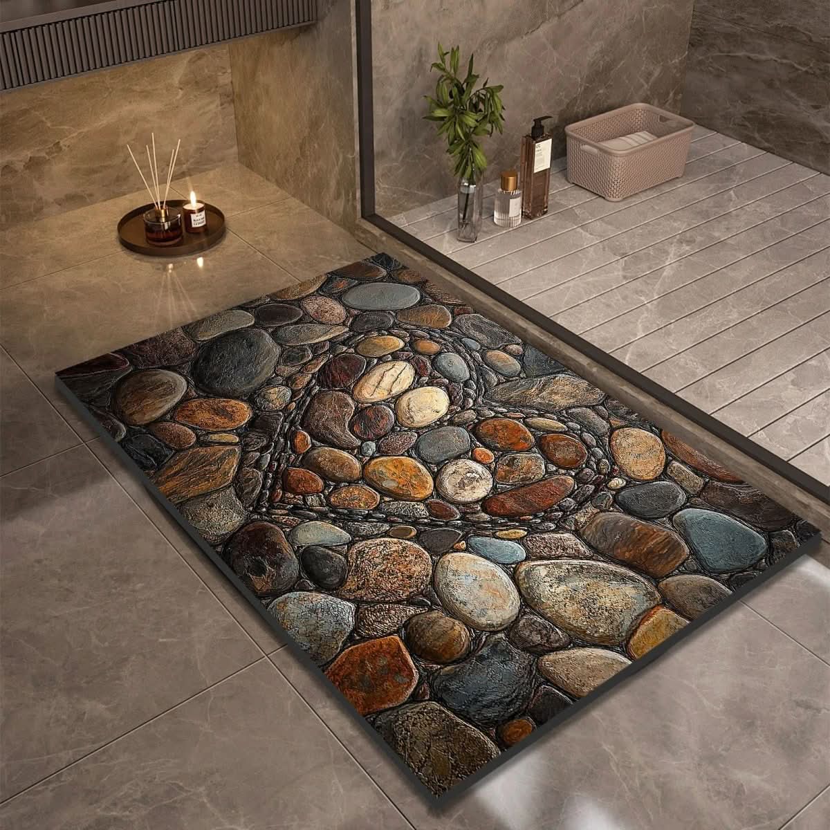 Diatomiet Badmat met Antislip Rubber Onderkant – Sneldrogende Badmat, 17 Designs, 40x60 tot 60x90 cm Design 1