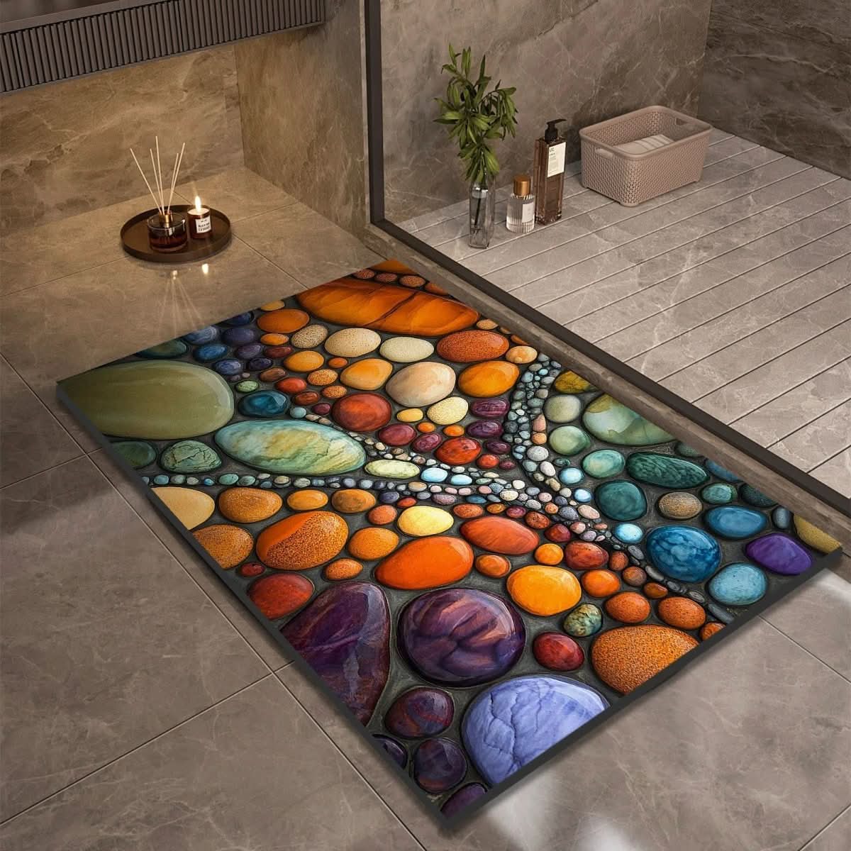 Diatomiet Badmat met Antislip Rubber Onderkant – Sneldrogende Badmat, 17 Designs, 40x60 tot 60x90 cm Design 2