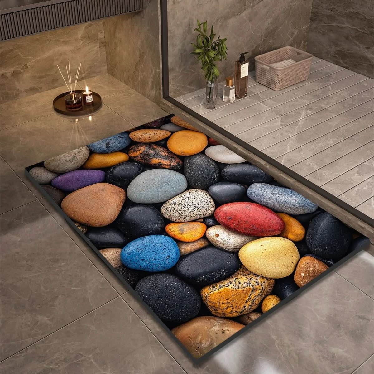 Diatomiet Badmat met Antislip Rubber Onderkant – Sneldrogende Badmat, 17 Designs, 40x60 tot 60x90 cm Design 12
