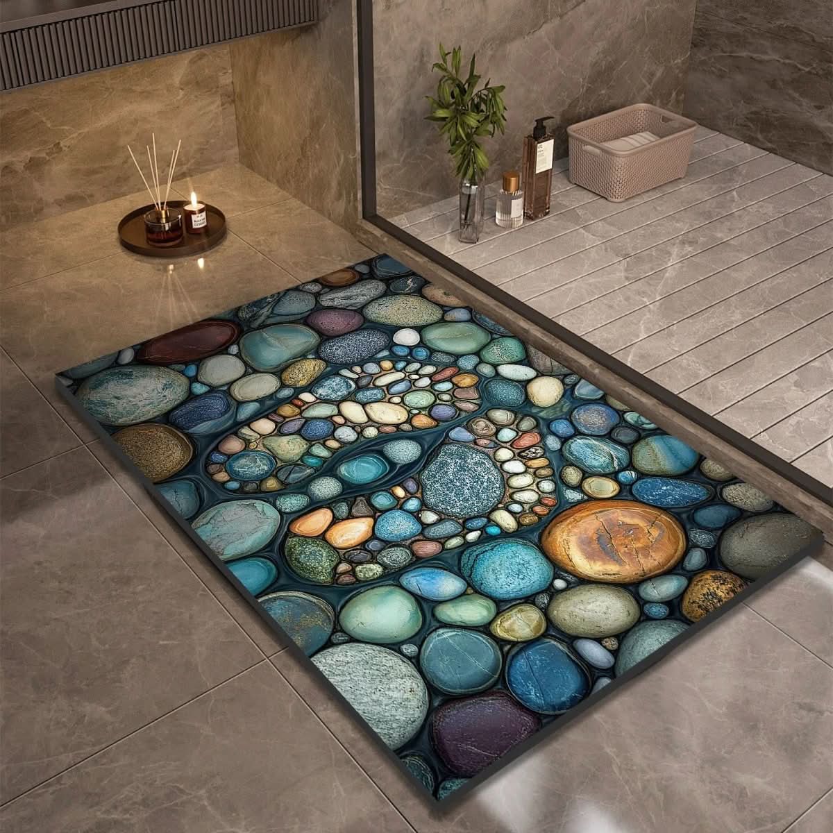 Diatomiet Badmat met Antislip Rubber Onderkant – Sneldrogende Badmat, 17 Designs, 40x60 tot 60x90 cm Design 14