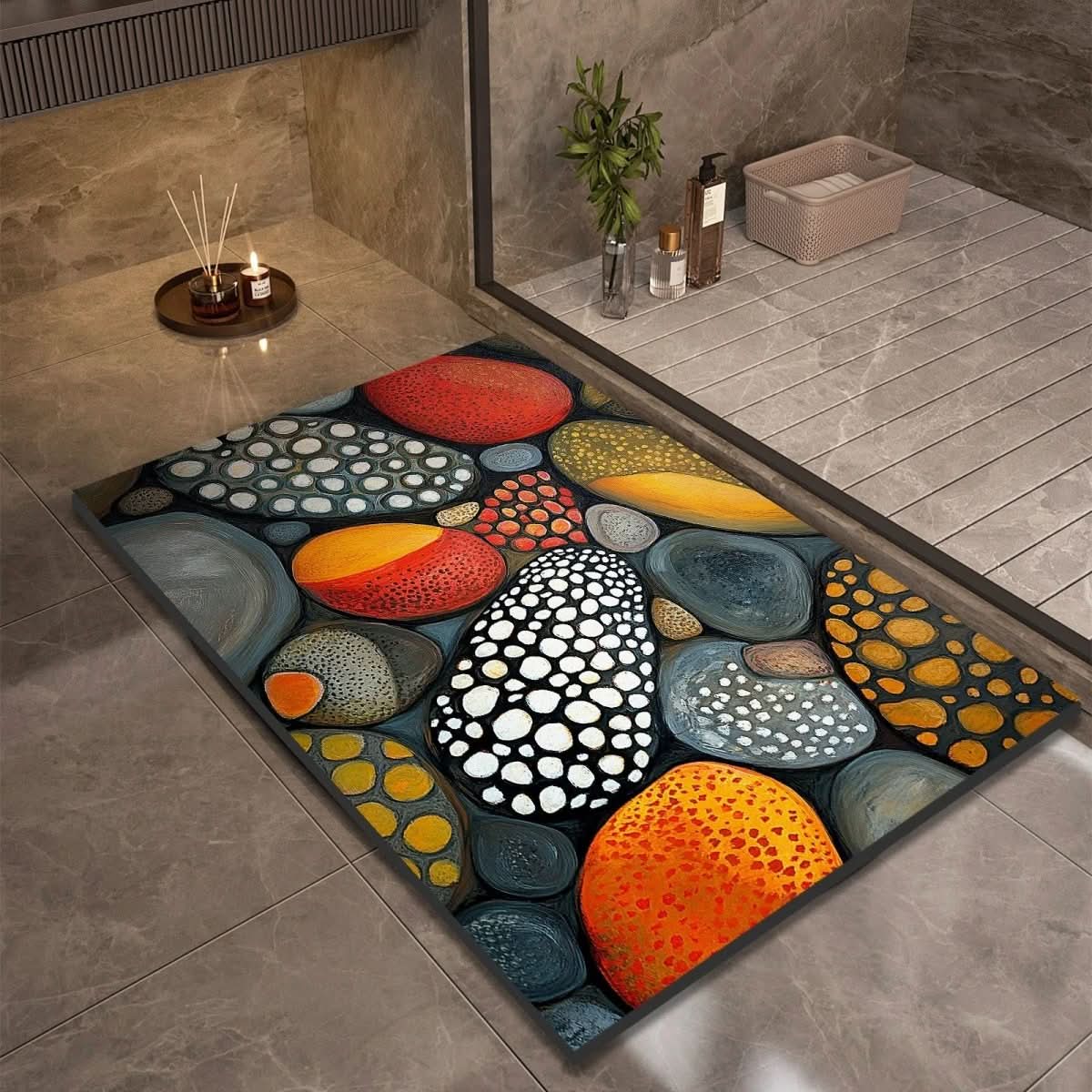 Diatomiet Badmat met Antislip Rubber Onderkant – Sneldrogende Badmat, 17 Designs, 40x60 tot 60x90 cm Design 16