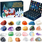 Edelstenen Adventskalender – 24 Natuurlijke Kristallen & Stenen om af te Tellen naar Kerst, Stenenverzamelaar Cadeau, 2 Varianten