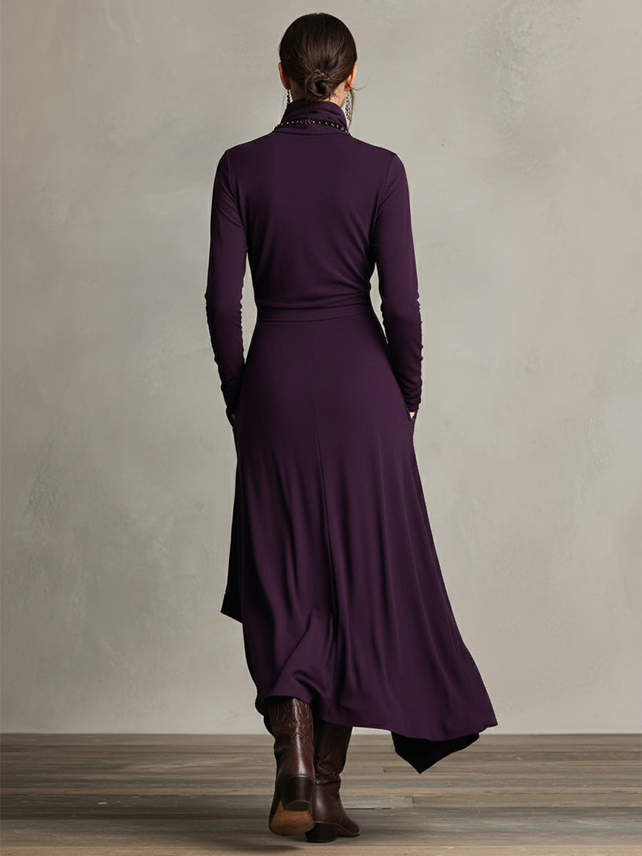 Ava | Dames Lange Jurk - Boheemse Katoenstretch met Lange Mouwen