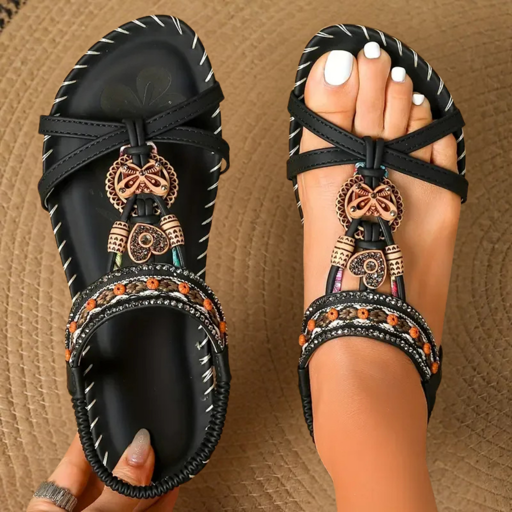 Ava | Dames Sandalen - Orthopedisch Comfort, Ibiza-Stijl Zwart