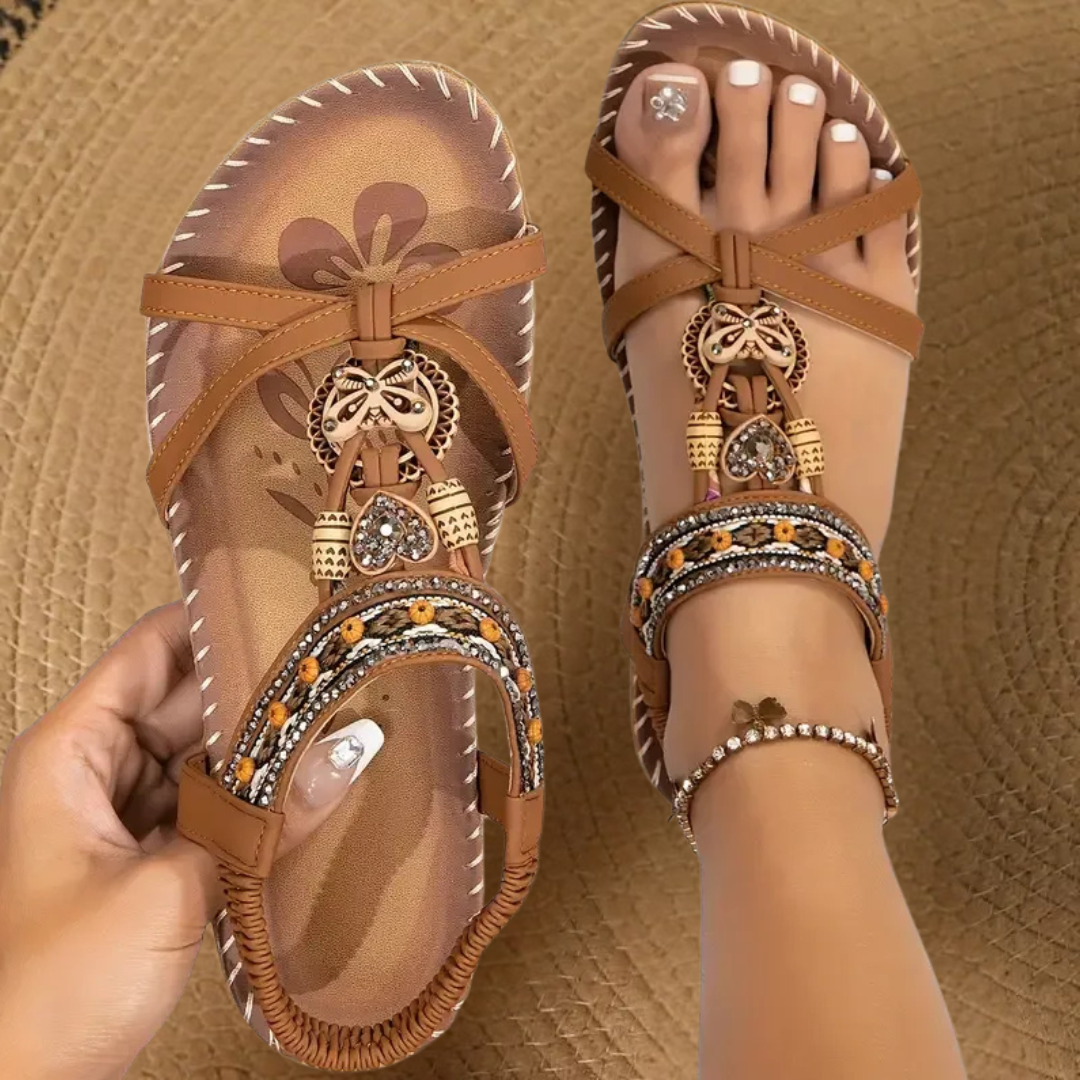 Ava | Dames Sandalen - Orthopedisch Comfort, Ibiza-Stijl Bruin