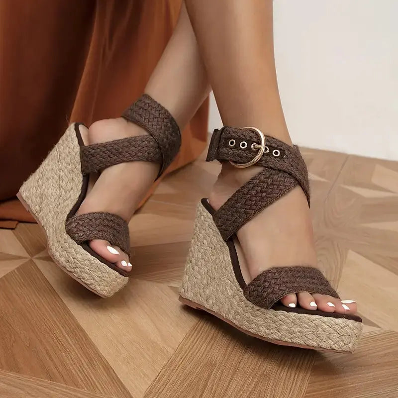 Ava | Dames Sandalen - Espadrille Design en Comfortabel Bruin