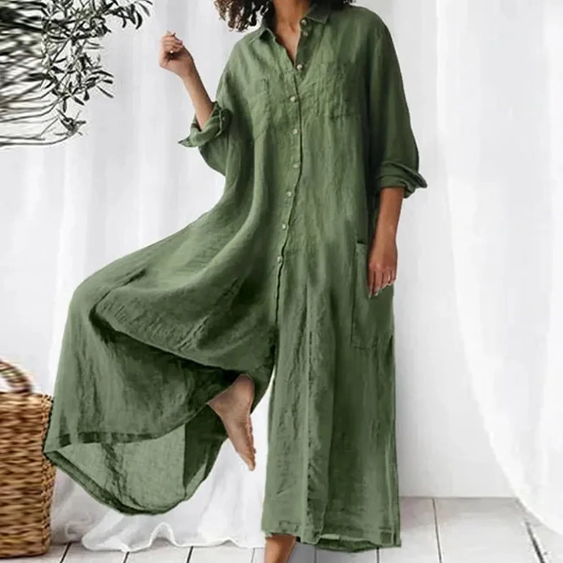 Seraphina | Jumpsuit Dames - Linnen Groen