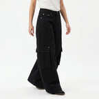 Baggy Broek met Wijde Pijpen – Vintage Wide Leg Broek, Oversized Streetwear, Zwart of Bruin, S–3XL – Faye Zwart