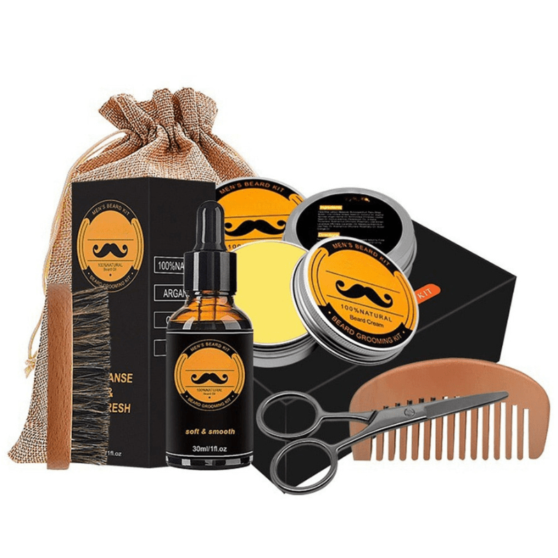 Baardverzorgingsset met Dermaroller, Baardolie, Baardbalsem & Kam – Baard Grooming Set voor Mannen, 5 Opties Plus Set voor Mannen