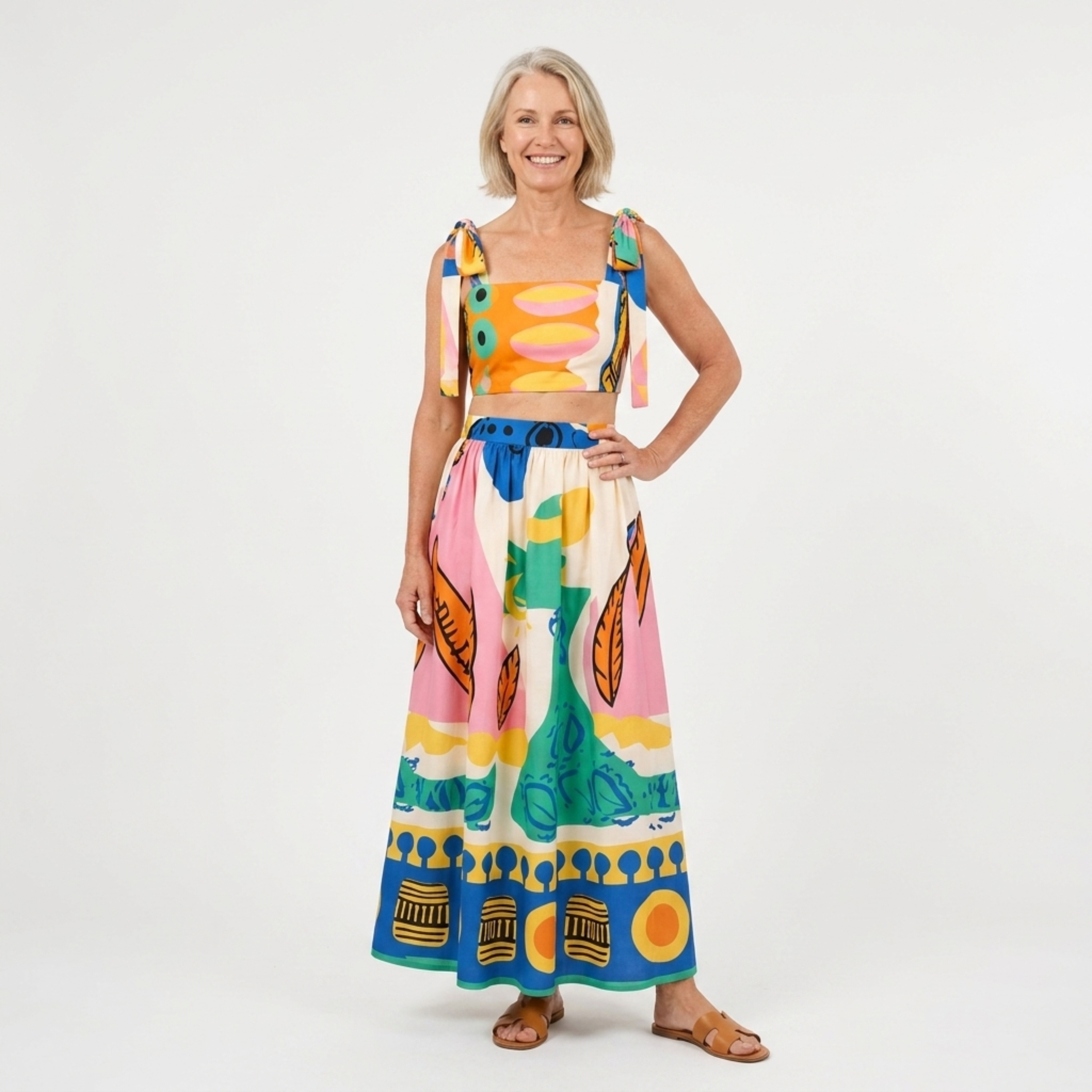 Evadne | Co-ord Set Dames - Print - Crop Top Maxi