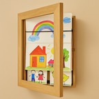 Kinderkunst Wissellijst A4 / A3 – Houten Wissellijst voor Kindertekeningen, Bewaart 150 Tekeningen, 6 Kleuren Natuurlijk Hout