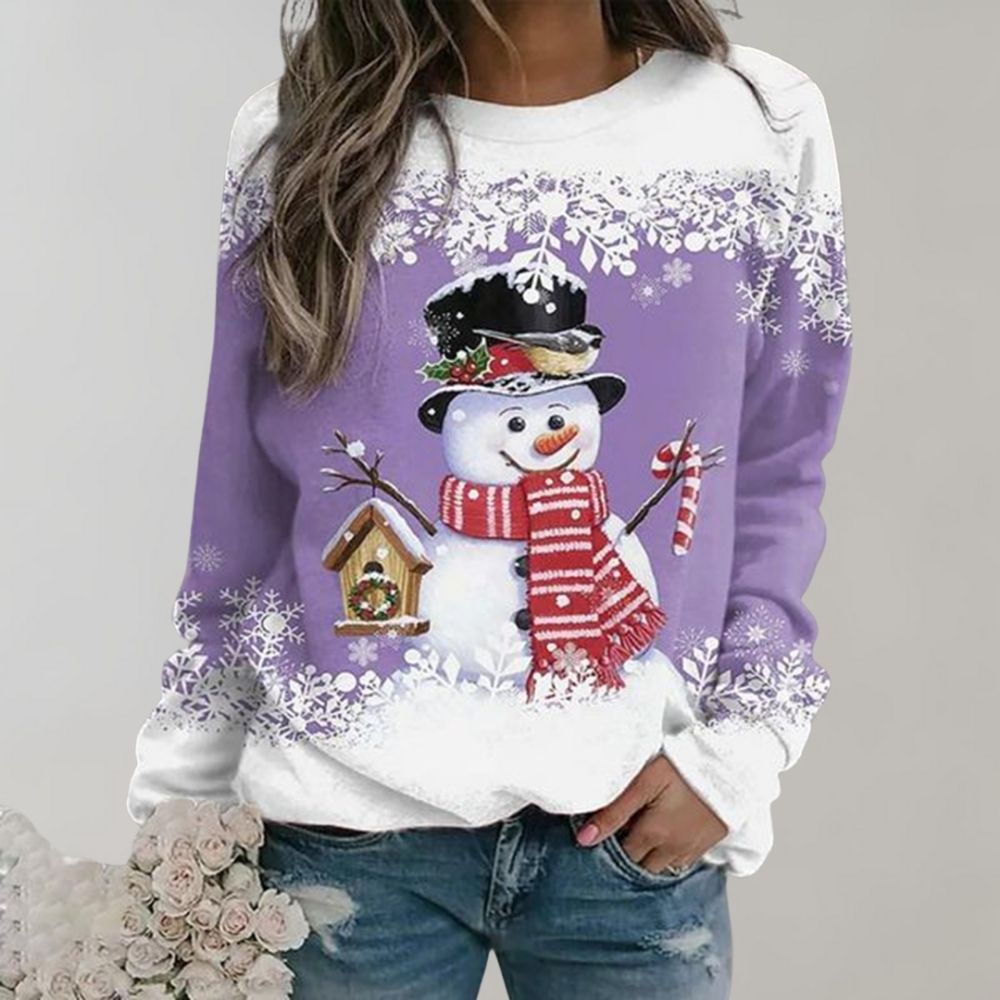 Kersttrui Dames - Warme Gebreide Foute Kerstsweater Dames Paars