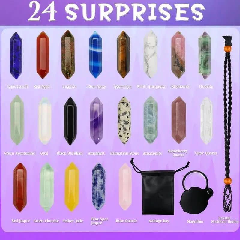 Kristallen Adventskalender – 24 Kristallen & Stenen, Aftellen naar Kerst, Cadeau voor Verzamelaars & Kinderen