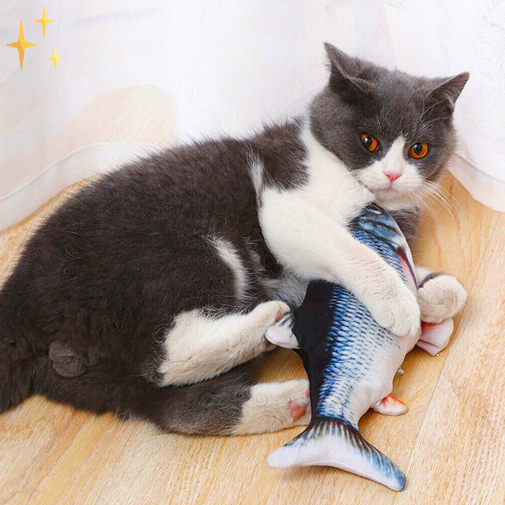 Bewegende Vis Kattenspeeltje – 4 Stuks Interactief Flapperende Vissen met Bewegingssensor, USB Oplaadbaar