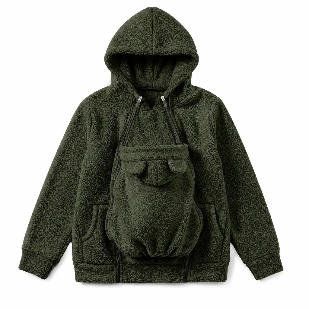 Zachte Fleece Draaghoodie met Voorzak voor Babydragen – Babydraag Hoodie voor Mama & Papa, 5 Kleuren, S–XXL