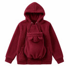 Zachte Fleece Draaghoodie met Voorzak voor Babydragen – Babydraag Hoodie voor Mama & Papa, 5 Kleuren, S–XXL Bordeaux