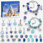 Bedelarmband Adventskalender – 2 Verzilverde Armbanden & 22 Bedels en Kralen, Sieraden Adventskalender voor Meisjes, 9 Ontwerpen Ontwerp A