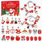 Bedelarmband Adventskalender – 2 Verzilverde Armbanden & 22 Bedels en Kralen, Sieraden Adventskalender voor Meisjes, 9 Ontwerpen Ontwerp B