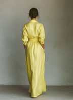Cita | Dames Lange Maxi Jurk - Katoen-Linnenmix, Strik Taille