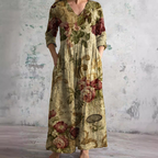 Daisy | Zomerjurk Dames - Bloemenprint, Lichtgewicht Casual Donkerbeige